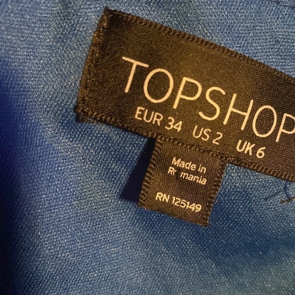 Topshop lace dress royal blue hidden back zip lined size 2 - Picture 2 of 4